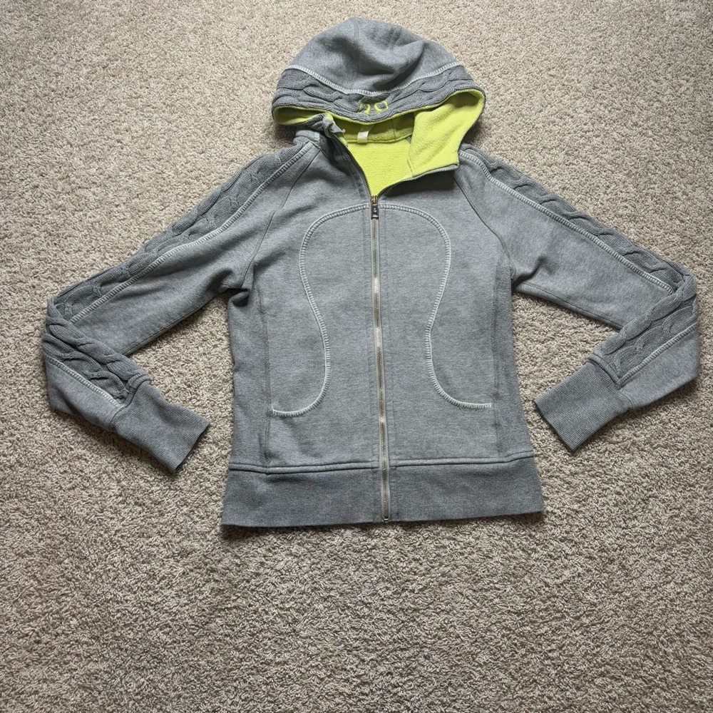 lululemon athletica Gray Hoodie with Lime Green Lining
